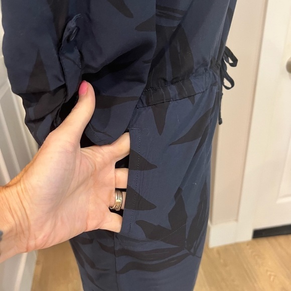 LOLE navy with black palm leaf print mini dress with draw strings - Picture 8 of 12